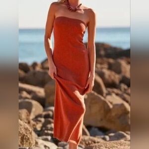 Free People FP Beach Rio Sweater Maxi Tube Dress in Ginger Spice - Size Medium